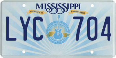 MS license plate LYC704