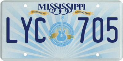 MS license plate LYC705