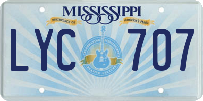MS license plate LYC707