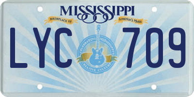 MS license plate LYC709