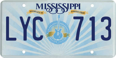 MS license plate LYC713