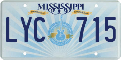 MS license plate LYC715