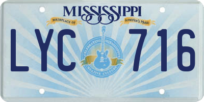 MS license plate LYC716