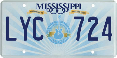 MS license plate LYC724