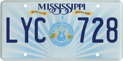 MS license plate LYC728