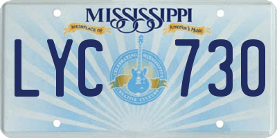 MS license plate LYC730