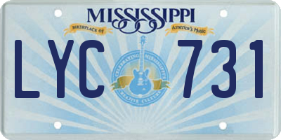 MS license plate LYC731