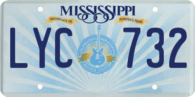 MS license plate LYC732