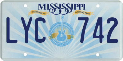 MS license plate LYC742