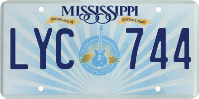 MS license plate LYC744