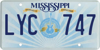 MS license plate LYC747