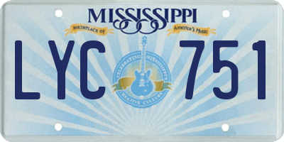 MS license plate LYC751