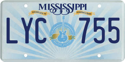 MS license plate LYC755