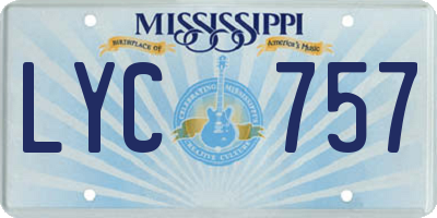 MS license plate LYC757