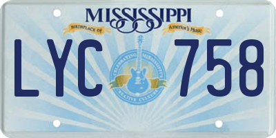 MS license plate LYC758