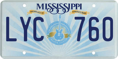 MS license plate LYC760