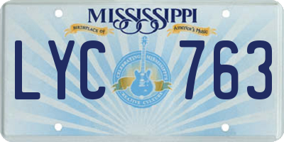 MS license plate LYC763