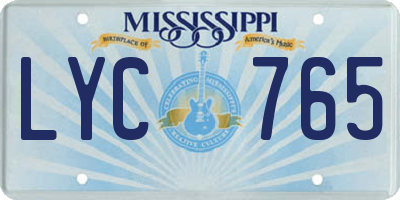 MS license plate LYC765