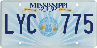 MS license plate LYC775