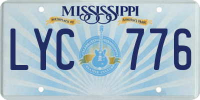 MS license plate LYC776