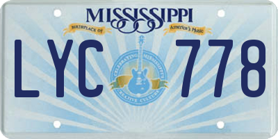 MS license plate LYC778