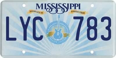 MS license plate LYC783