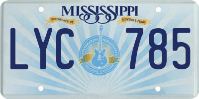 MS license plate LYC785