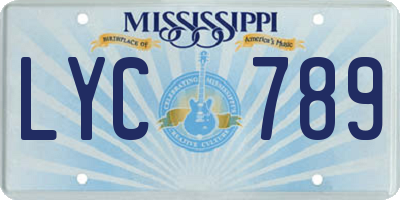 MS license plate LYC789