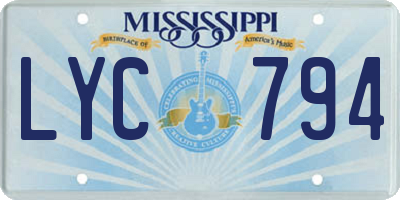 MS license plate LYC794