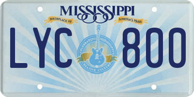 MS license plate LYC800