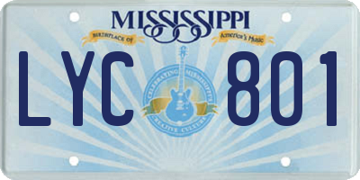 MS license plate LYC801