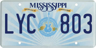MS license plate LYC803