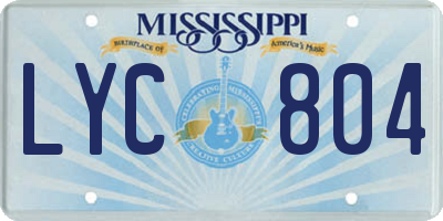 MS license plate LYC804