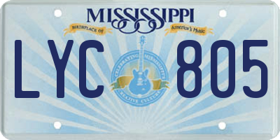 MS license plate LYC805