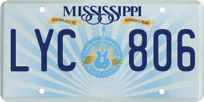 MS license plate LYC806