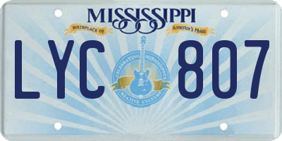 MS license plate LYC807