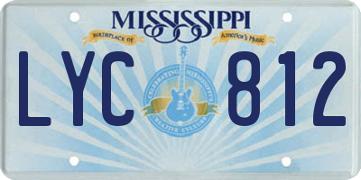 MS license plate LYC812