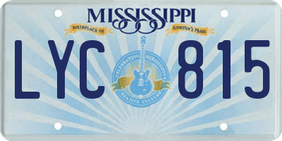 MS license plate LYC815