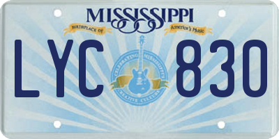 MS license plate LYC830