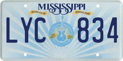 MS license plate LYC834
