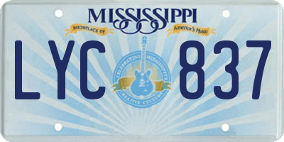 MS license plate LYC837