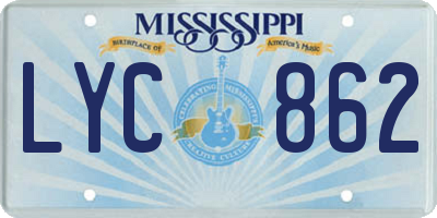 MS license plate LYC862