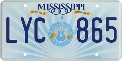 MS license plate LYC865