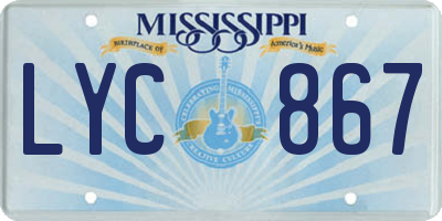MS license plate LYC867