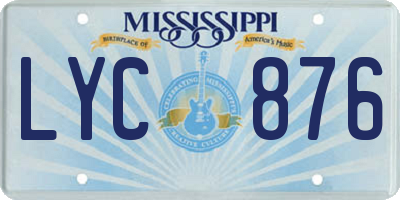 MS license plate LYC876