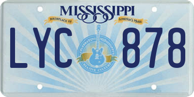 MS license plate LYC878