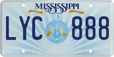 MS license plate LYC888