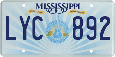 MS license plate LYC892