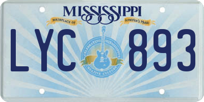 MS license plate LYC893