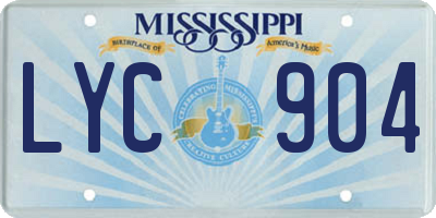 MS license plate LYC904